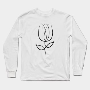 Tulip Flower Minimal art | One Line Drawing | One Line Art Long Sleeve T-Shirt